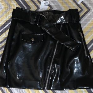 H&M black patent skirt